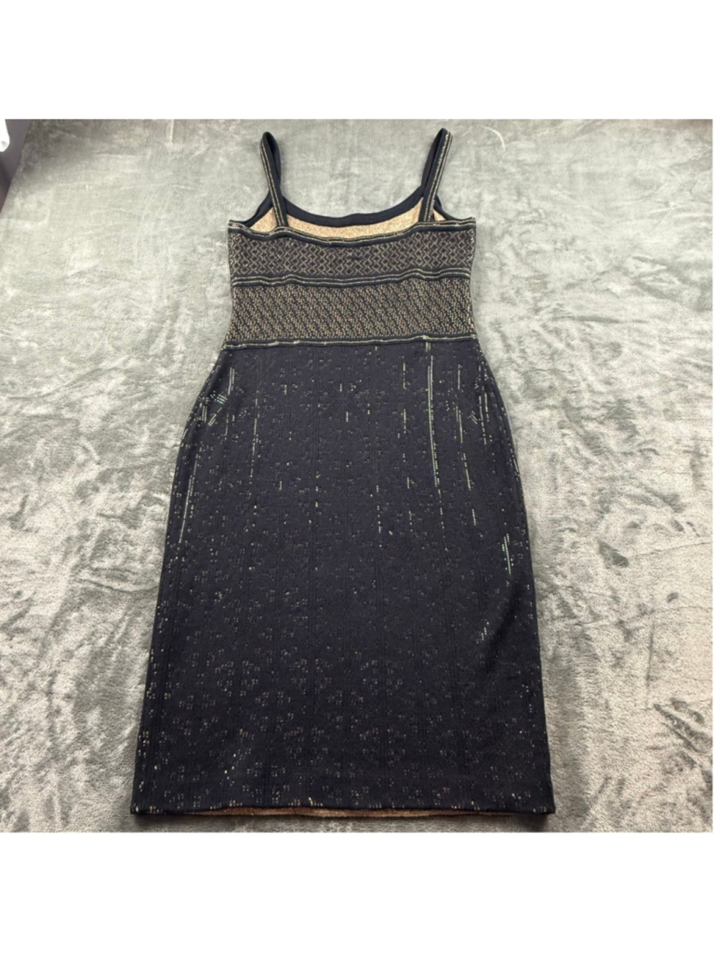 St John Evening Dress 4 Quiet Luxury Metallic Knit Old Money Glam Black Gold - Picture 16 of 16